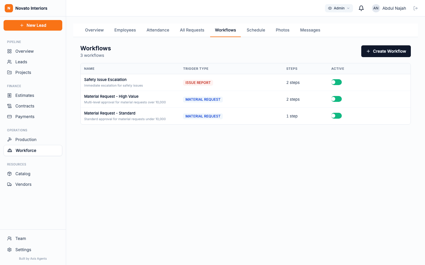 Interior Operations Agent approval workflows